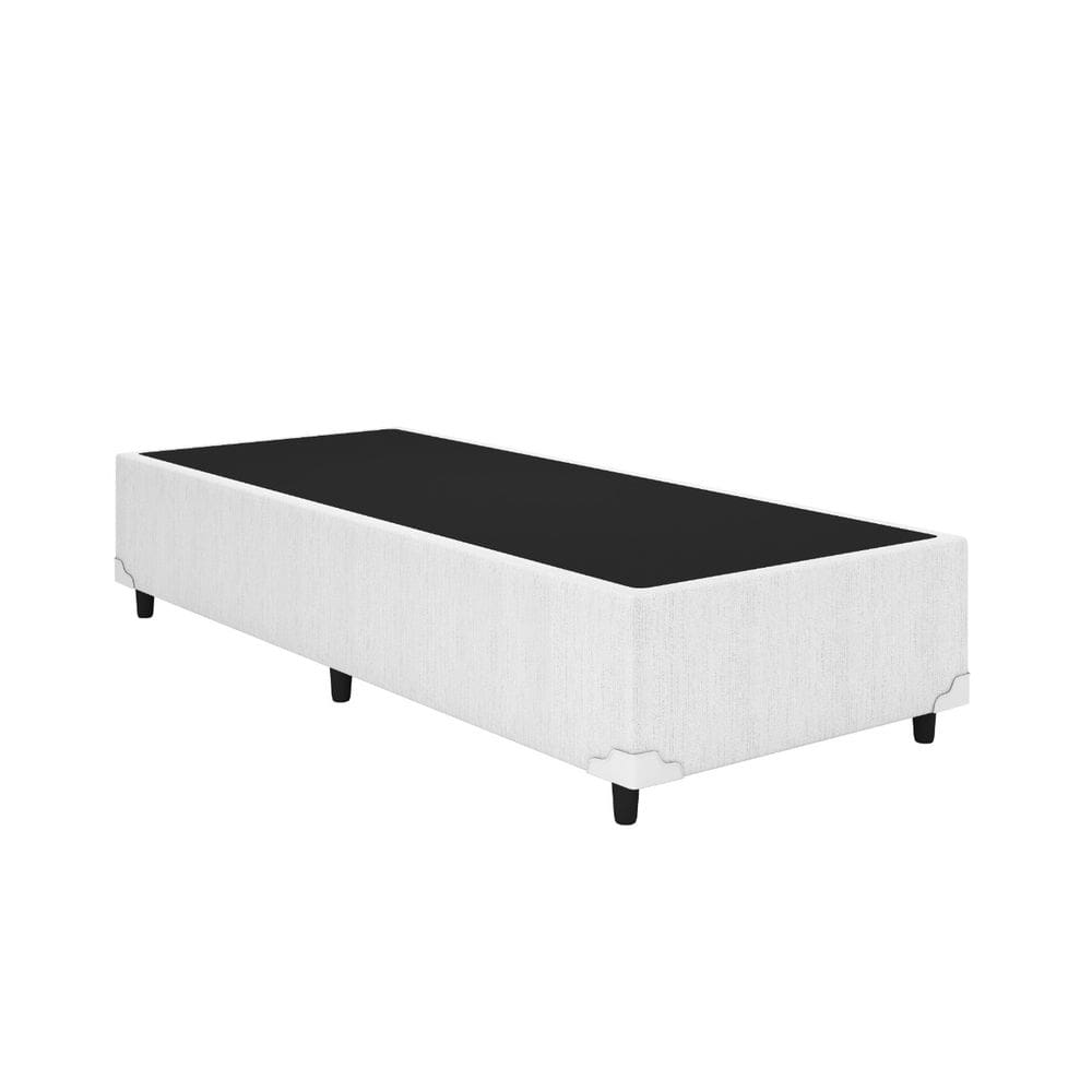 Base Box Solteiro Corino Branco 88x188 Blindado