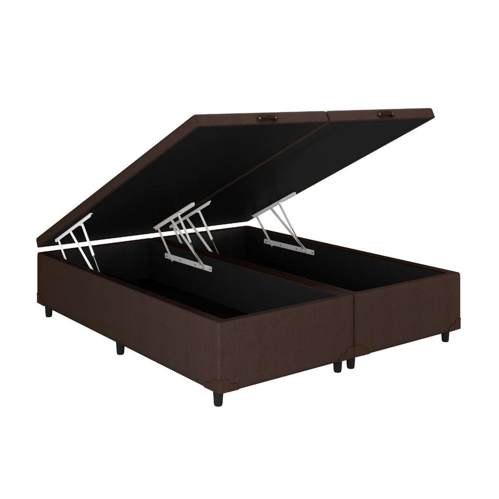 Baú Casal Bipartido Corino Marrom 138x188 Blindado