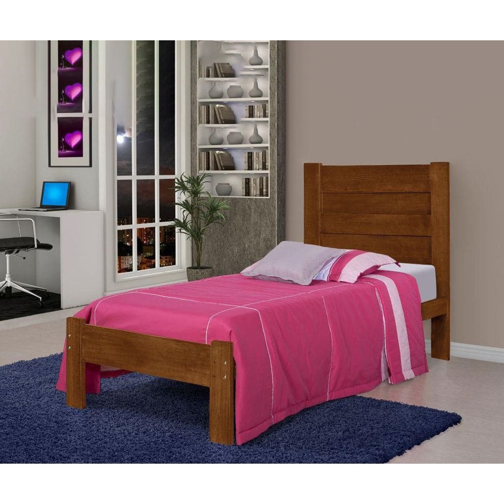 Cama de Solteiro Lara de Madeira Maciça Pinus