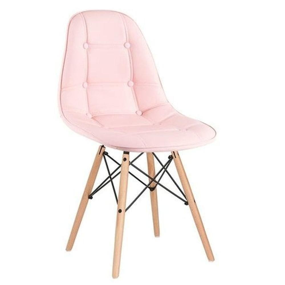 Cadeira Eiffel Estilo Botonê Aveludada Rosa Bebê