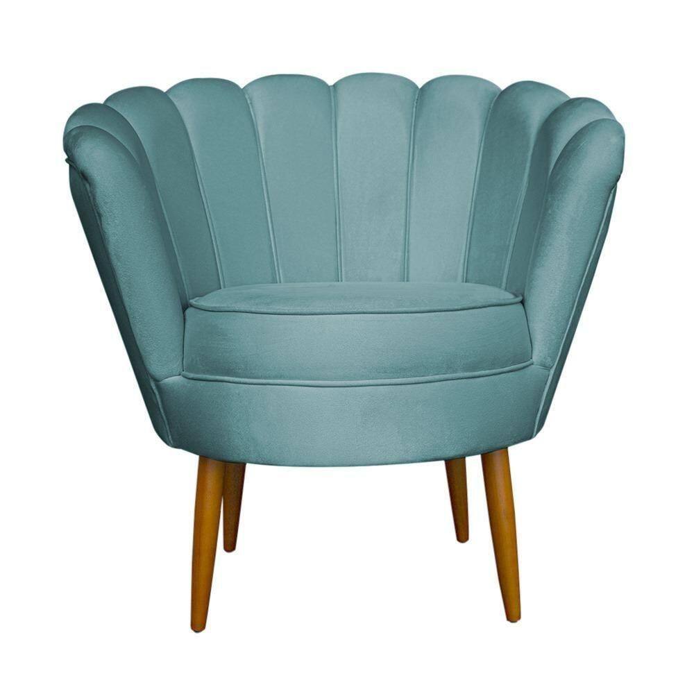 Poltrona Petala Para Sala E Recepção Leo Decor Azul Turqueza