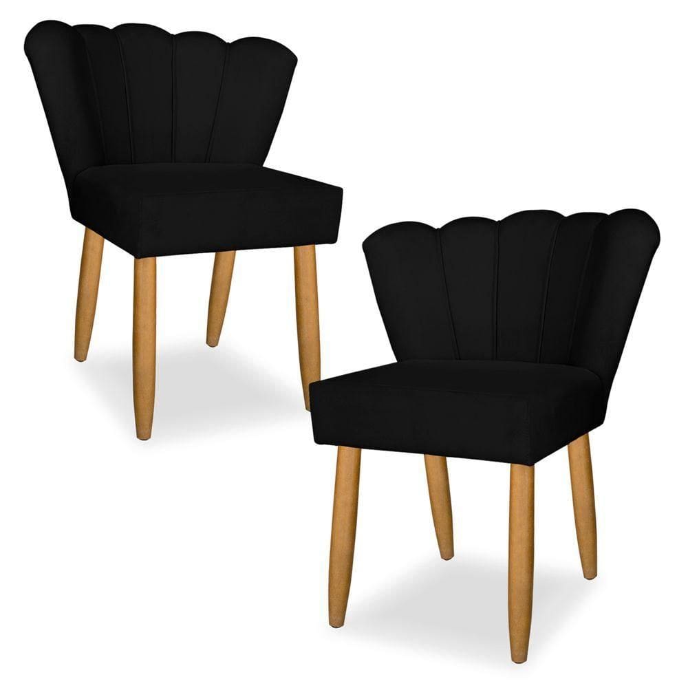 Kit 02 Cadeira Petala Para Sala E Jantar Leo Decor Preto