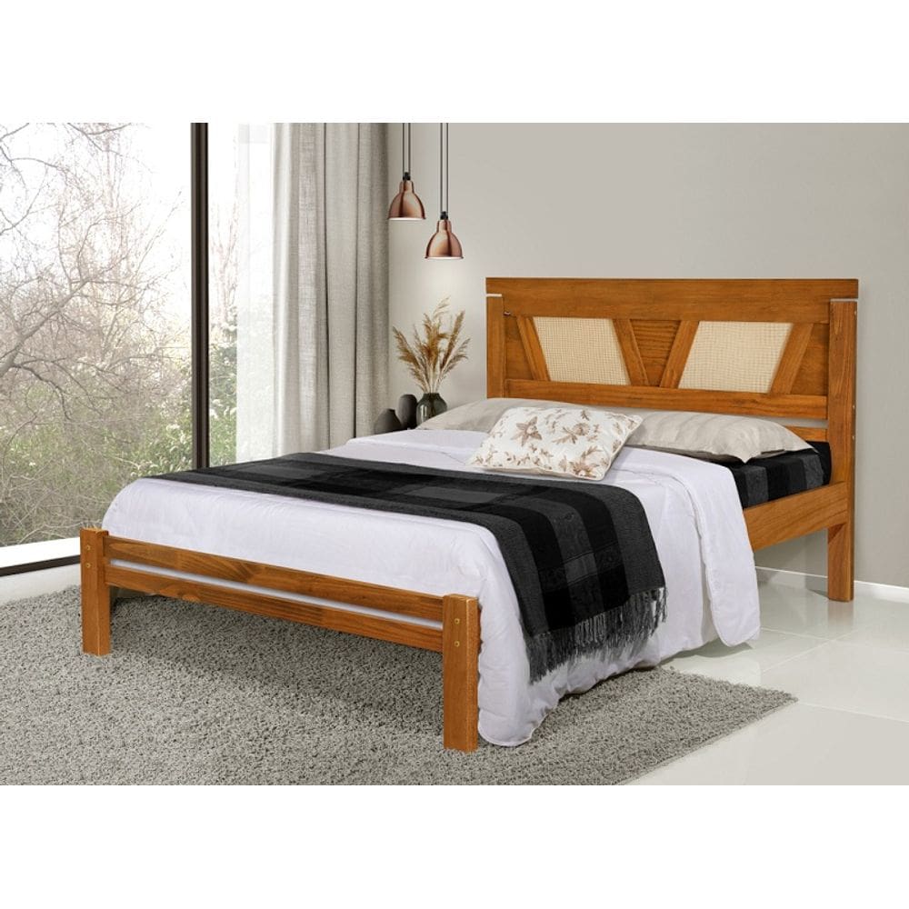 Cama de Casal Monalisa de Madeira Maciça Pinus