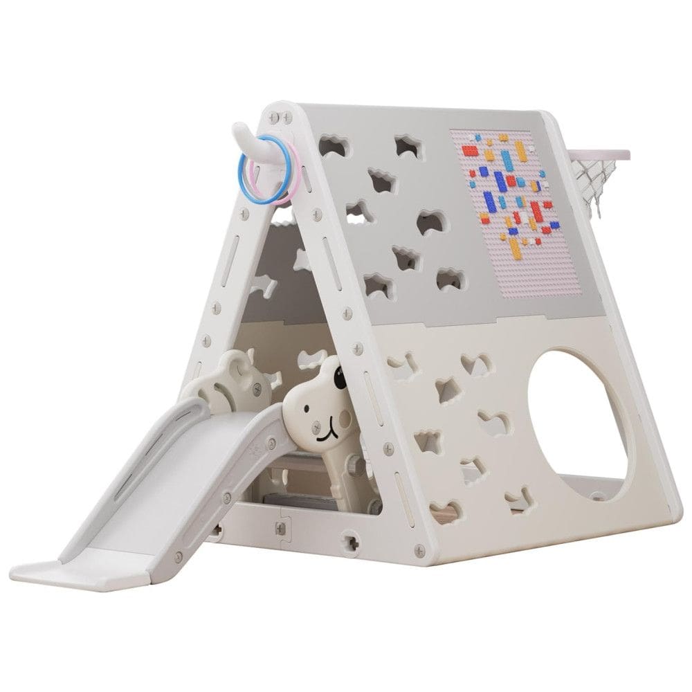 UNICOO Conjunto de Pirâmide de Escalada 7 em 1 Multifuncional para Crianças com Escorregador, Conjunto de Escalada e Escorregador para