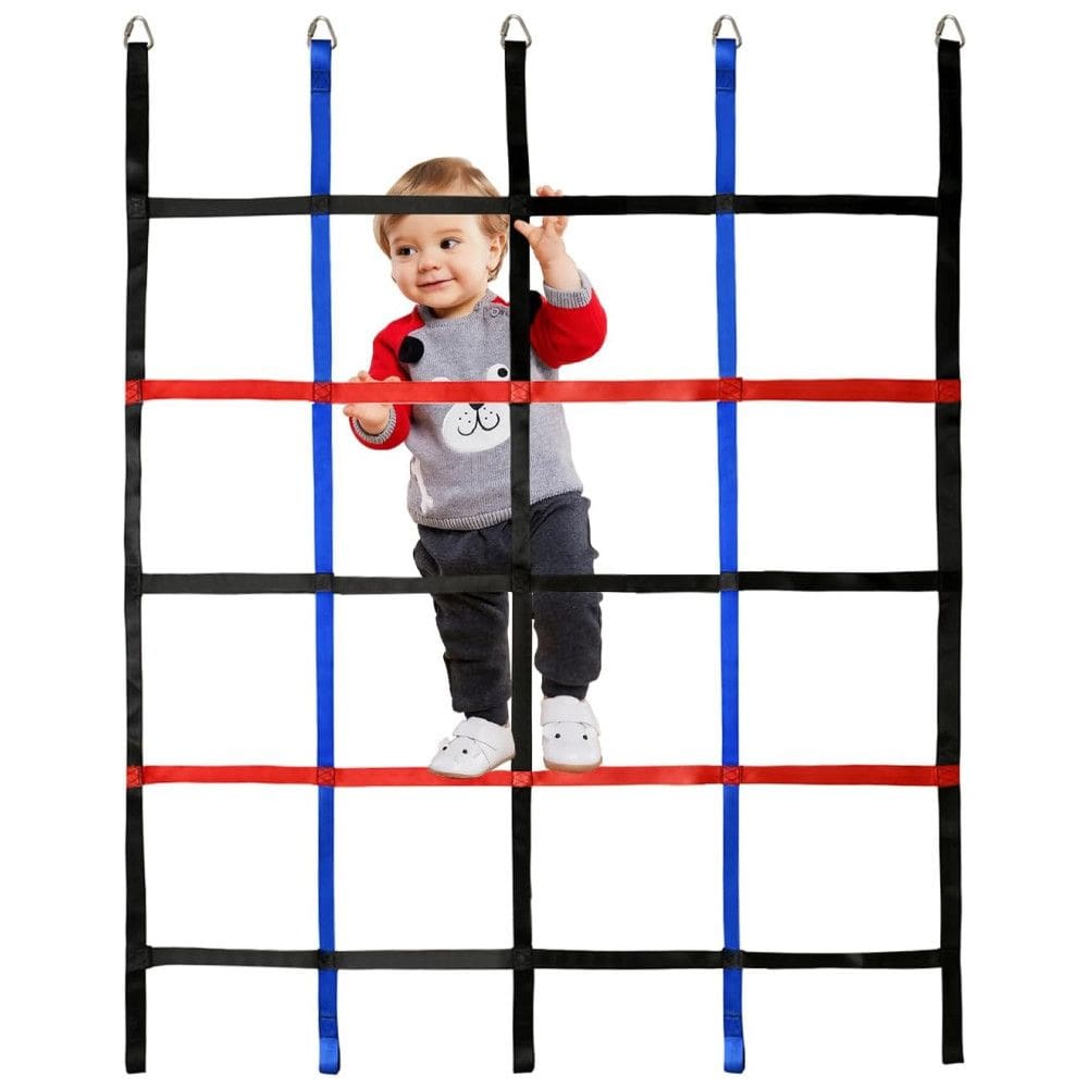 Rede de Escalada Ninja, Obstáculo de Guerreiro Ninja para Crianças, Escada de Rede de Corda e Barras de Macaco para Parede de Escalada