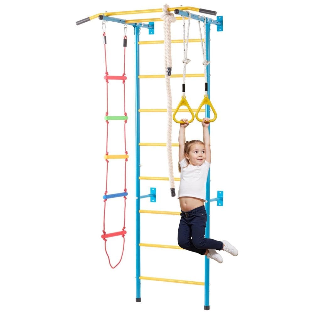 VEVOR Indoor Jungle Gym para Crianças, Conjunto de Escalada 5 em 1 com Escada Sueca de Aço Carbono, Escada de Parede, Barra de PullUp,