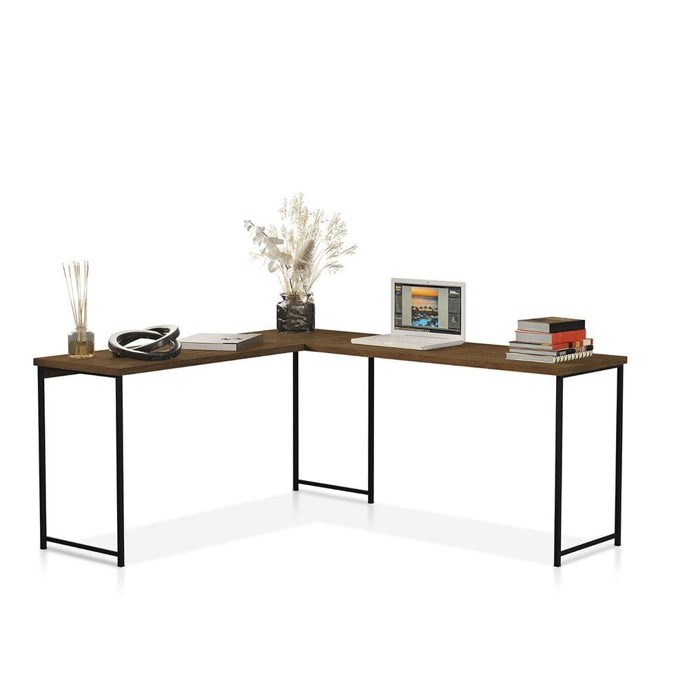 Mesa em L sem Prateleira Office em Mdf Estilo Industrial KLM Store