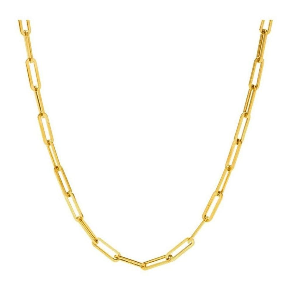 Cordão Corrente Masculina 70Cm Elo Quadrado Aço Banhado Ouro