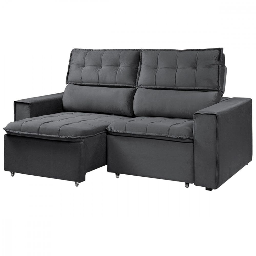 Sofá Para Sala Reclinável Estofado Cancún 200cm Veludo