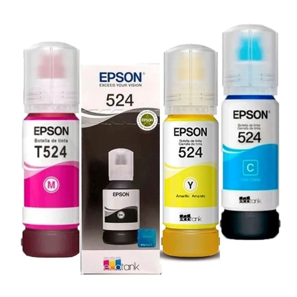 Kit 4 Tintas Epson T524 L6490 L15150 L15160 (04 Cores) - Vencimento 12/2027