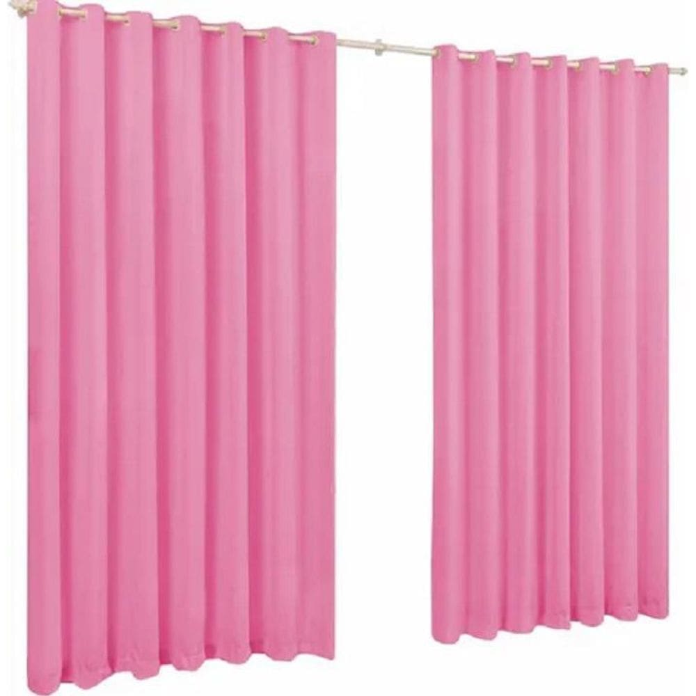 Cortina De Microfibra 2,00X1,70 Rosa Ilhós Cromado Quadrado