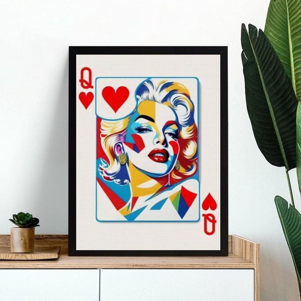 Quadro Decorativo Marilyn Monroe Carta Baralho 45X34Cm Vidro