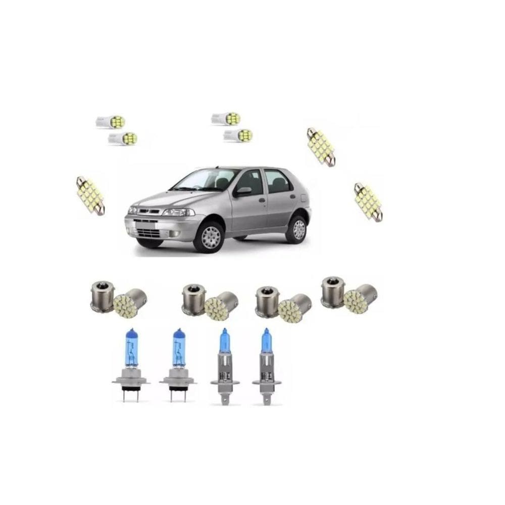 Palio Fire 2000 Á 2007 Kit Lâmpadas Super Brancas E Leds