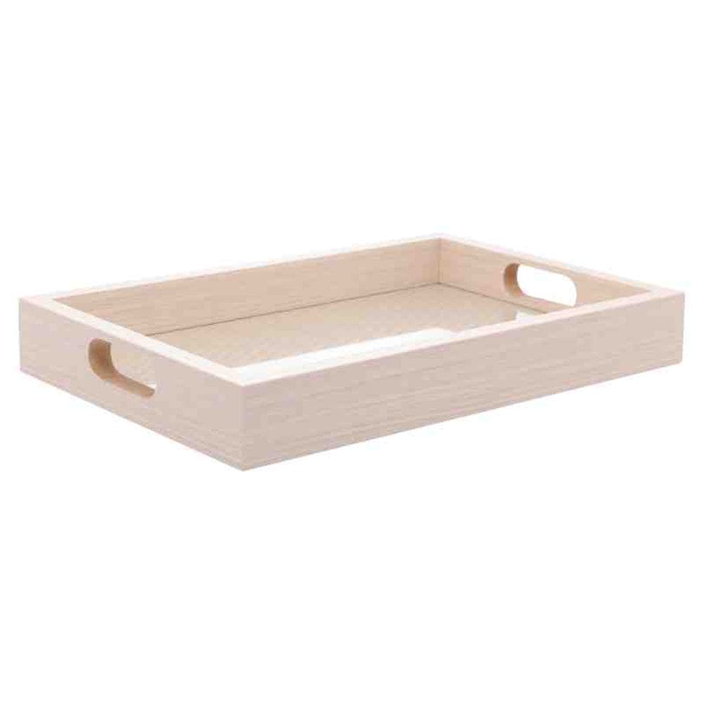 Bandeja Retangular MDF c/ Fundo Tressê 30x4x20 cm Lyor
