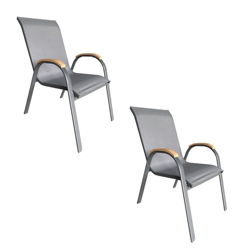 Kit com 2 Cadeiras de Alumínio para Jardim Pipa Cinza