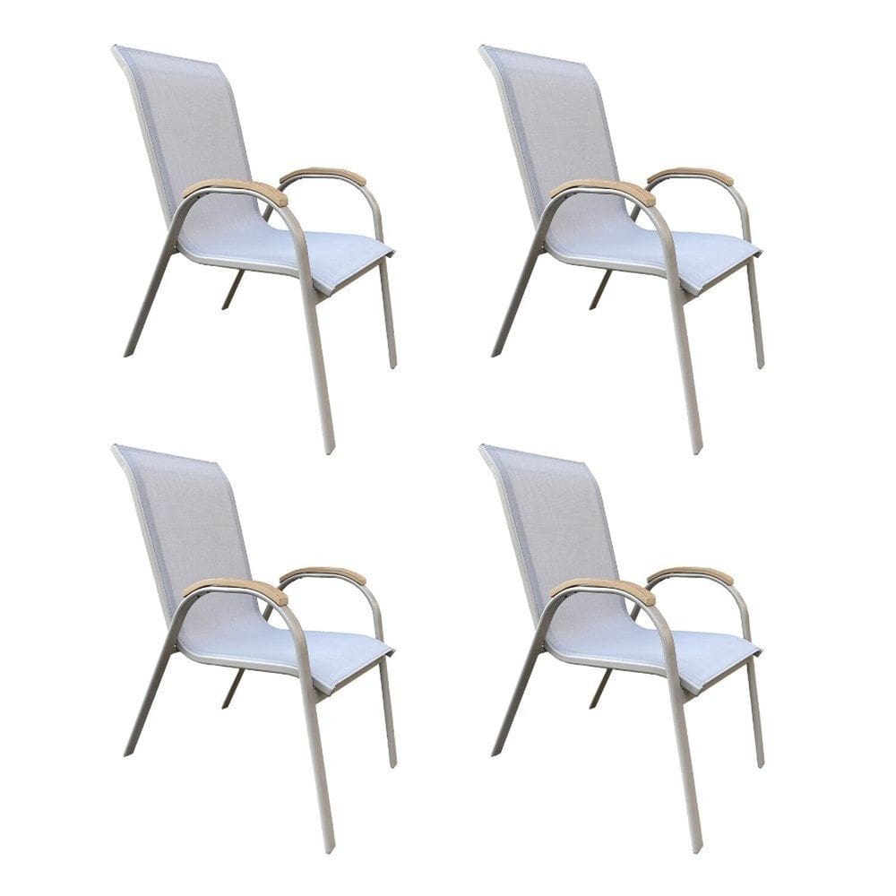 Kit com 4 Cadeiras de Alumínio para Jardim Pipa Bege