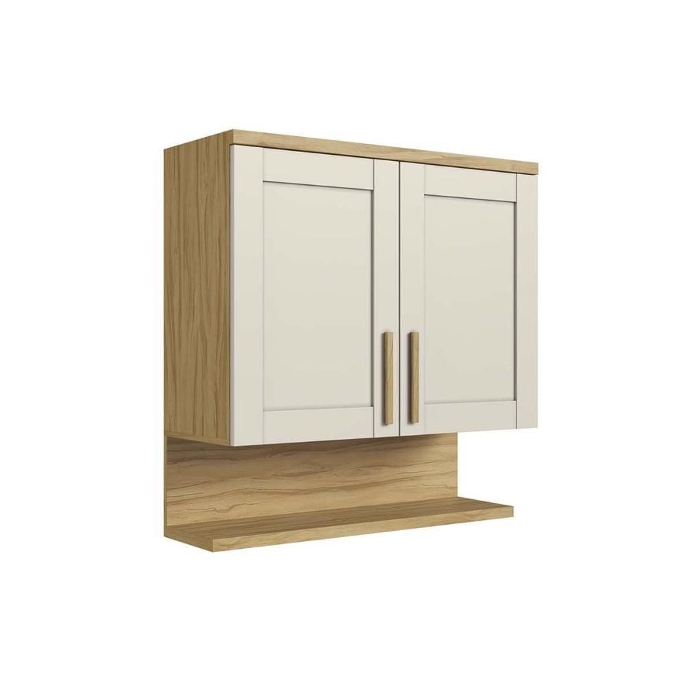 Armário Aéreo p/ Cozinha Riesling c/ 2 Portas e Prateleira 80cm Amendoa/Off White - Ronipa