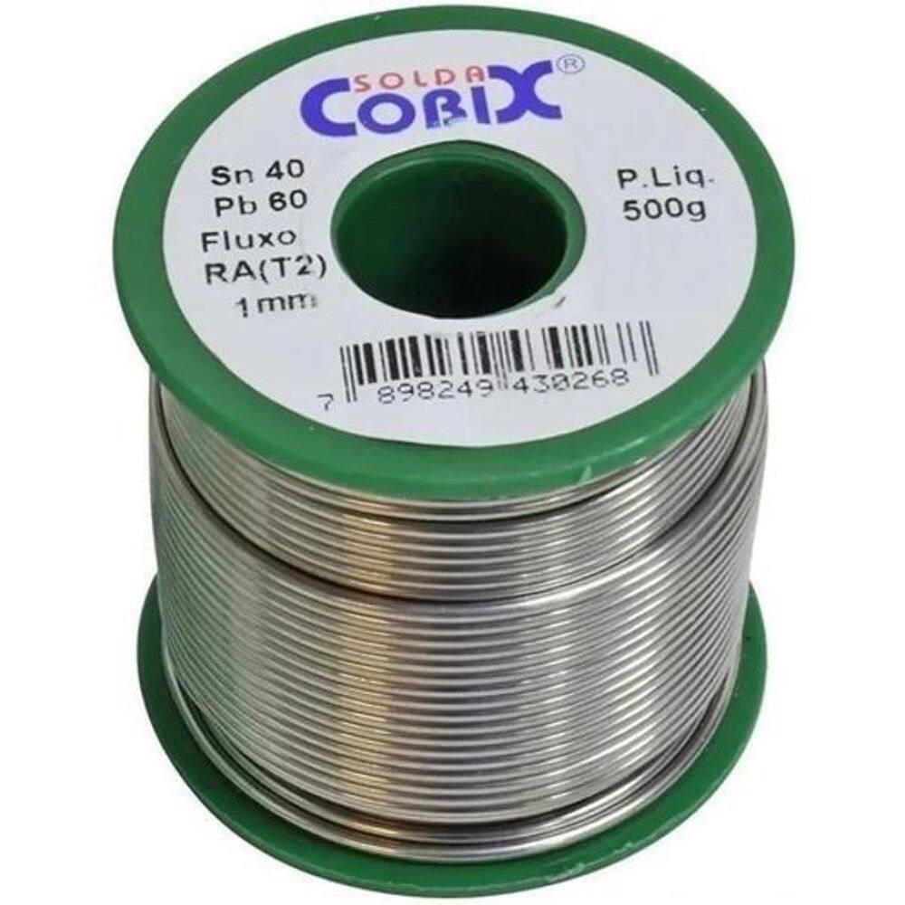 Solda Estanho 40x60 1.0mm com Fluxo RQ T2 500g - Cobix