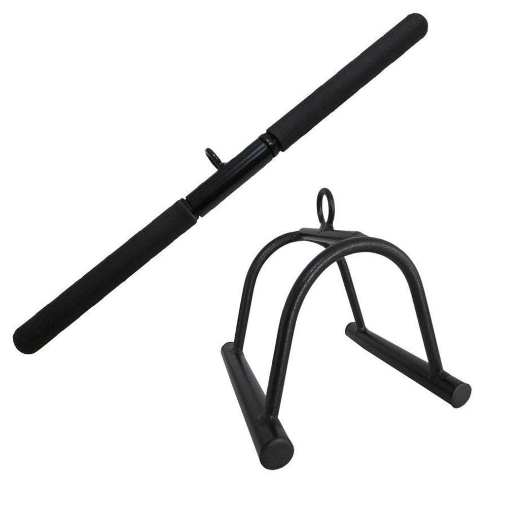 Kit 2 Puxadores Reto Pulley Tríceps 50Cm E Triângulo Curvado
