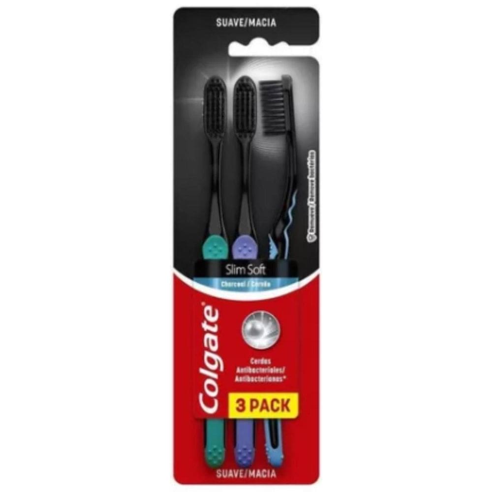 Escova Dental Colgate Slim Soft Black Kit Com 3 Unidades