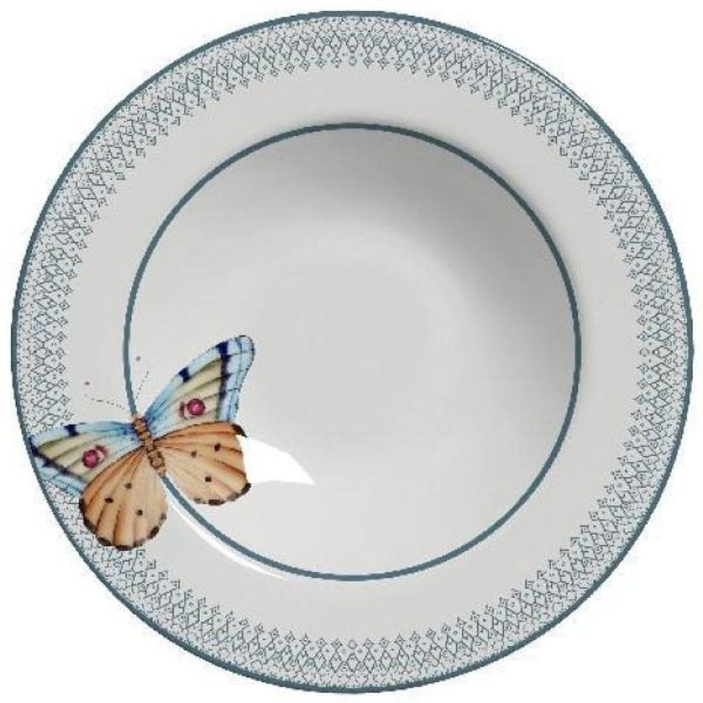 Conjunto Com 6 Pratos Fundo Borboleta 2 Alleanza 1Linha