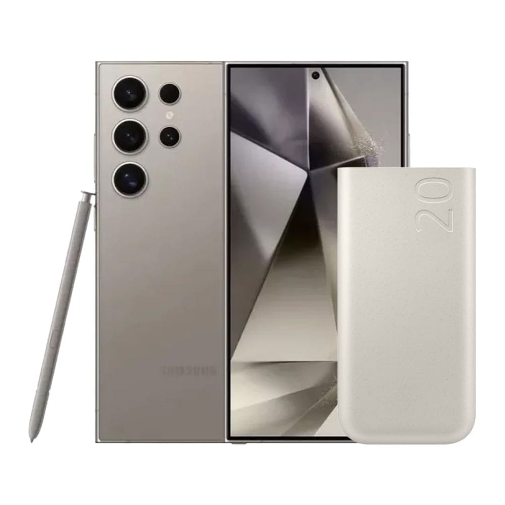 S24 Ultra (256GB) - Titânio Cinza + Bateria Carregador Portatil 3x USB-C 20000mAh Super Rapida 45W