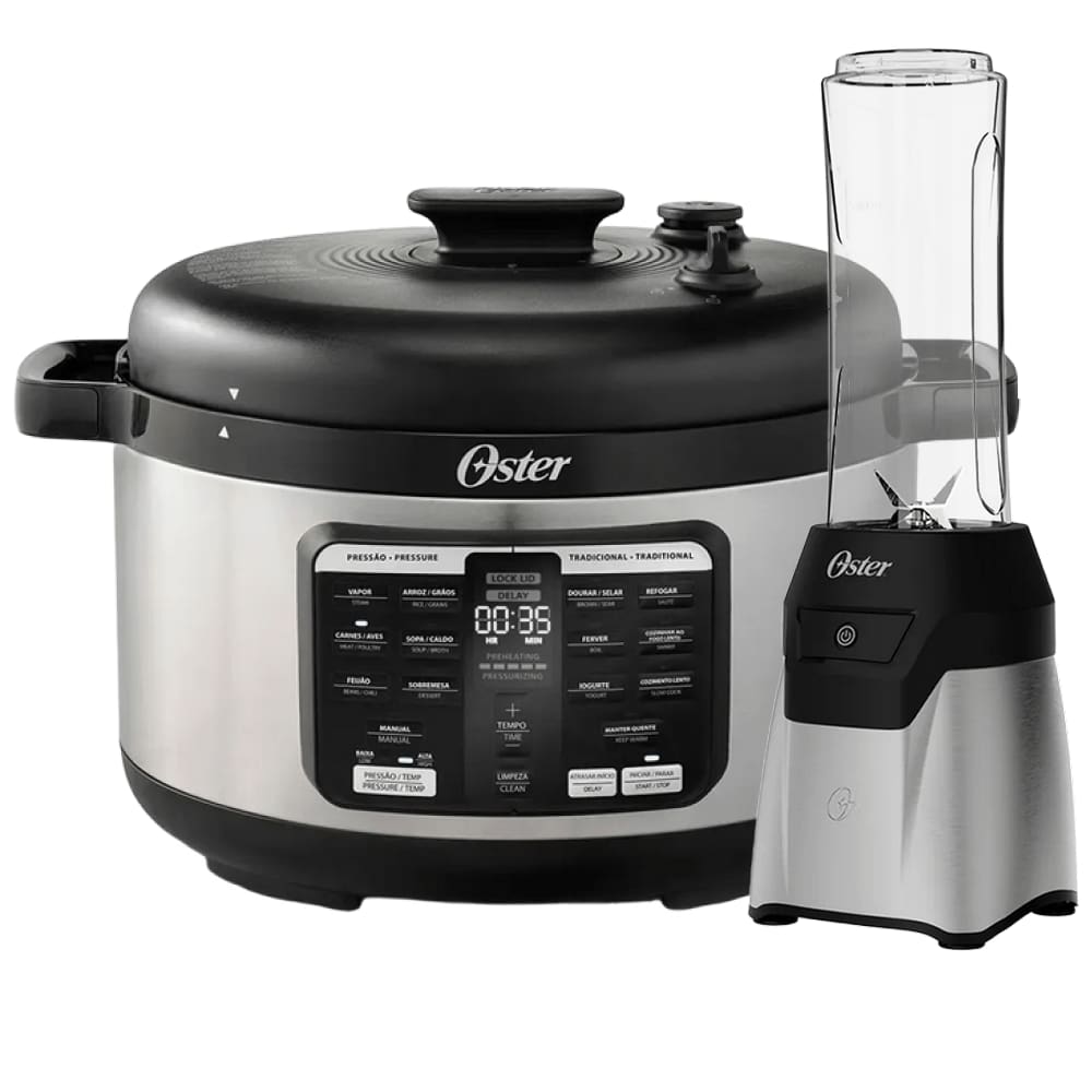 Kit Blender Power Inox e Panela de Pressão 5,7L Oster
