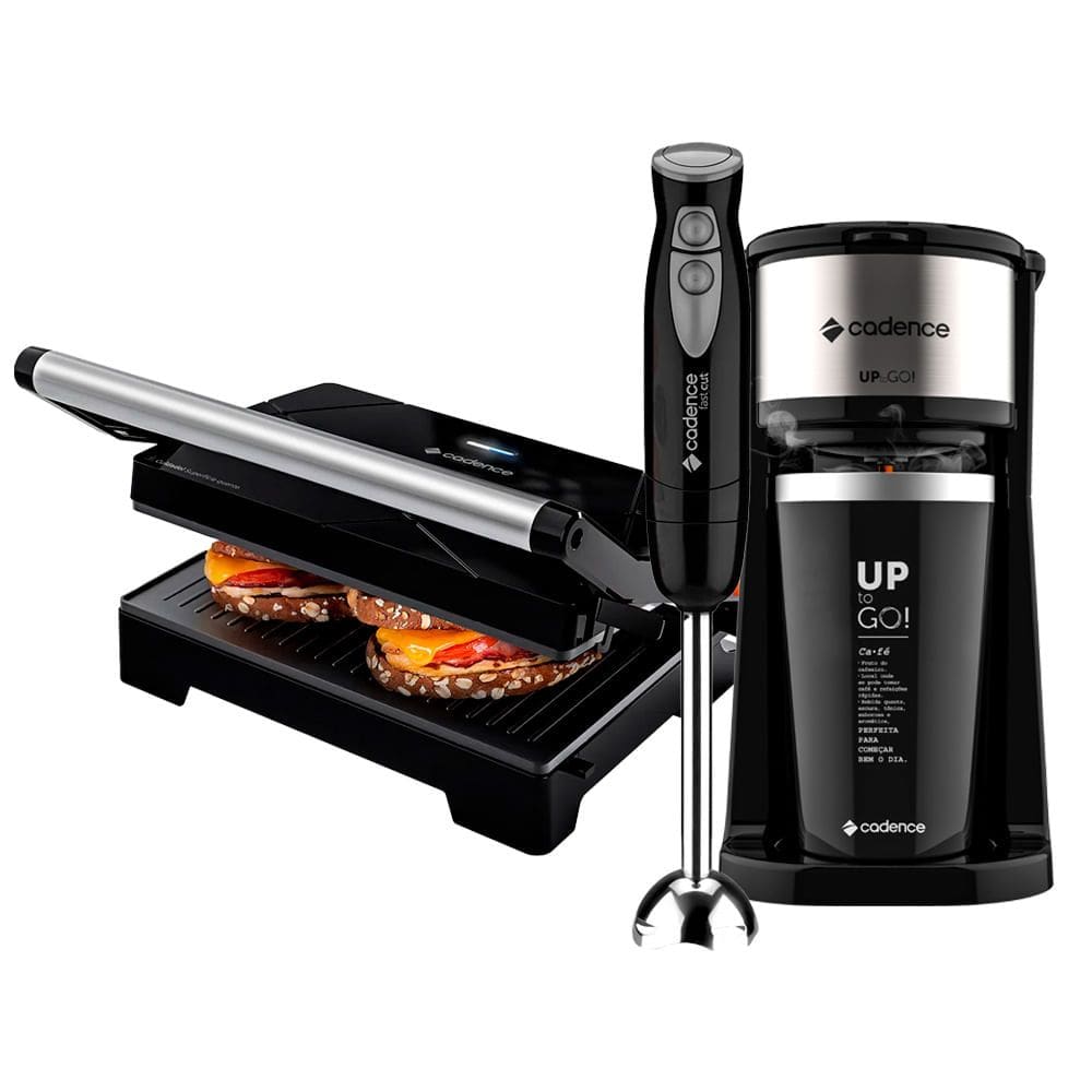 Kit Trio Black Cadence Cafeteira To Go - Mixer - Grill