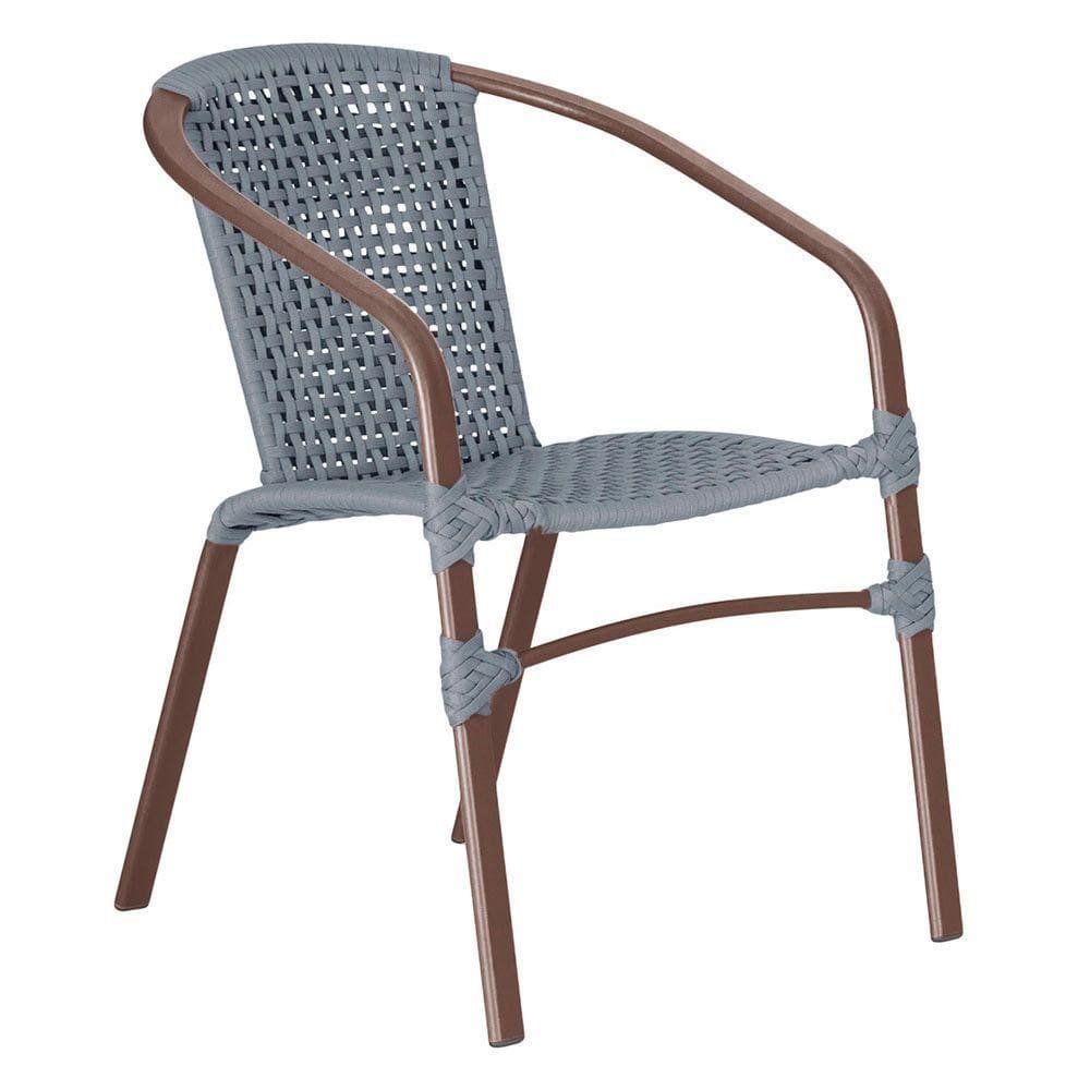 01 Cadeira Floripa Aluminio Pintura Marrom Trama Prata