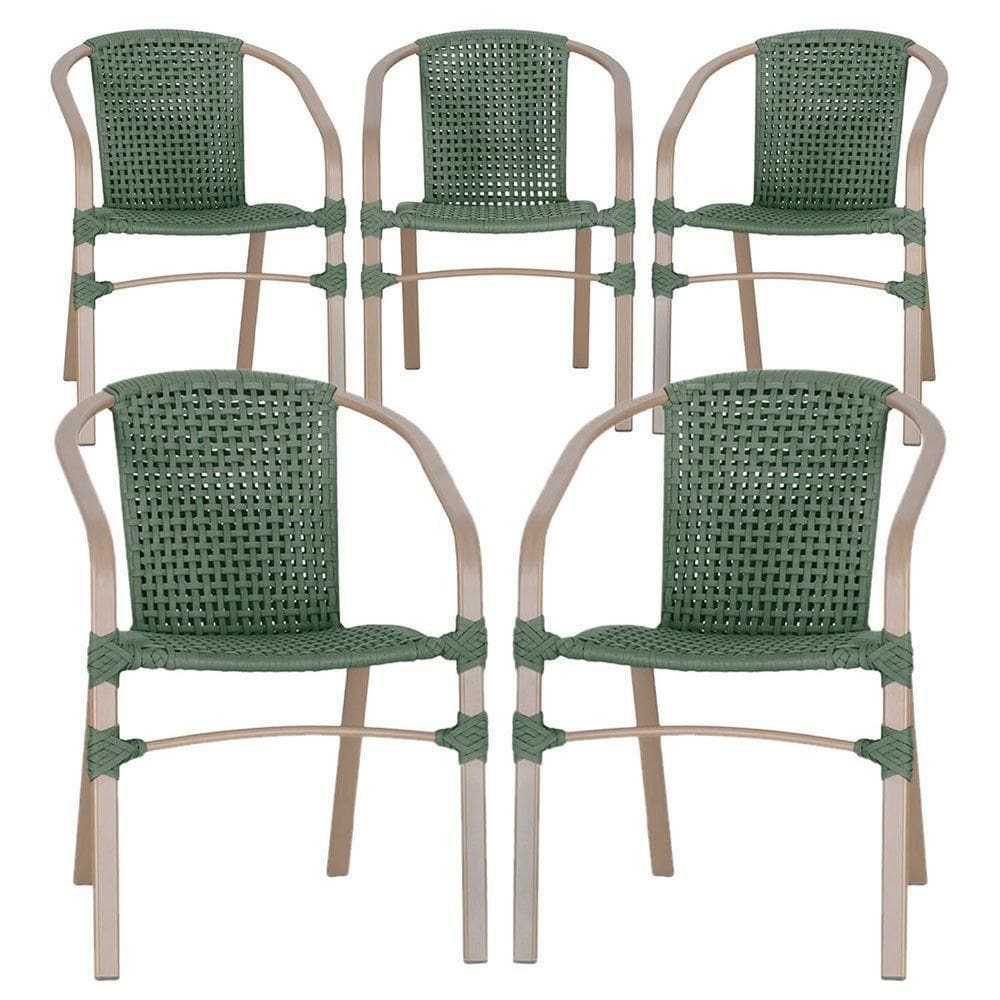 05 Cadeiras Floripa Aluminio Pintura Fendi Trama Verde
