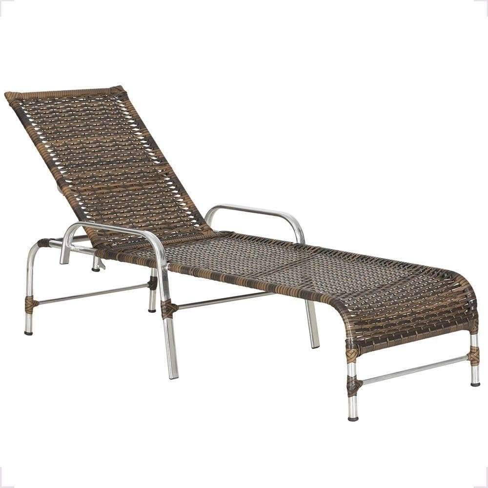 1 Espreguiçadeira Reclinável Catar Aluminio Polido E Fibra Argila