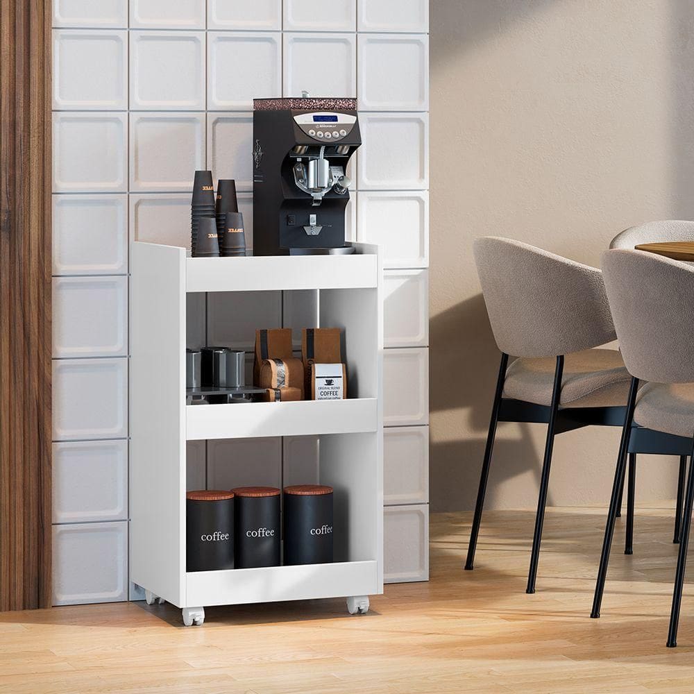 Mesa Lateral Balcão Para Organizar Multiuso Modelo Jade Para Casa Branco