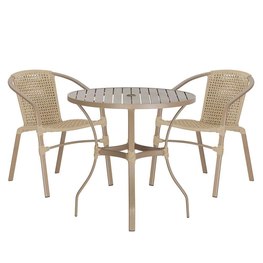 02 Cadeiras Floripa E Mesa Roma 80cm Fendi Trama Rami