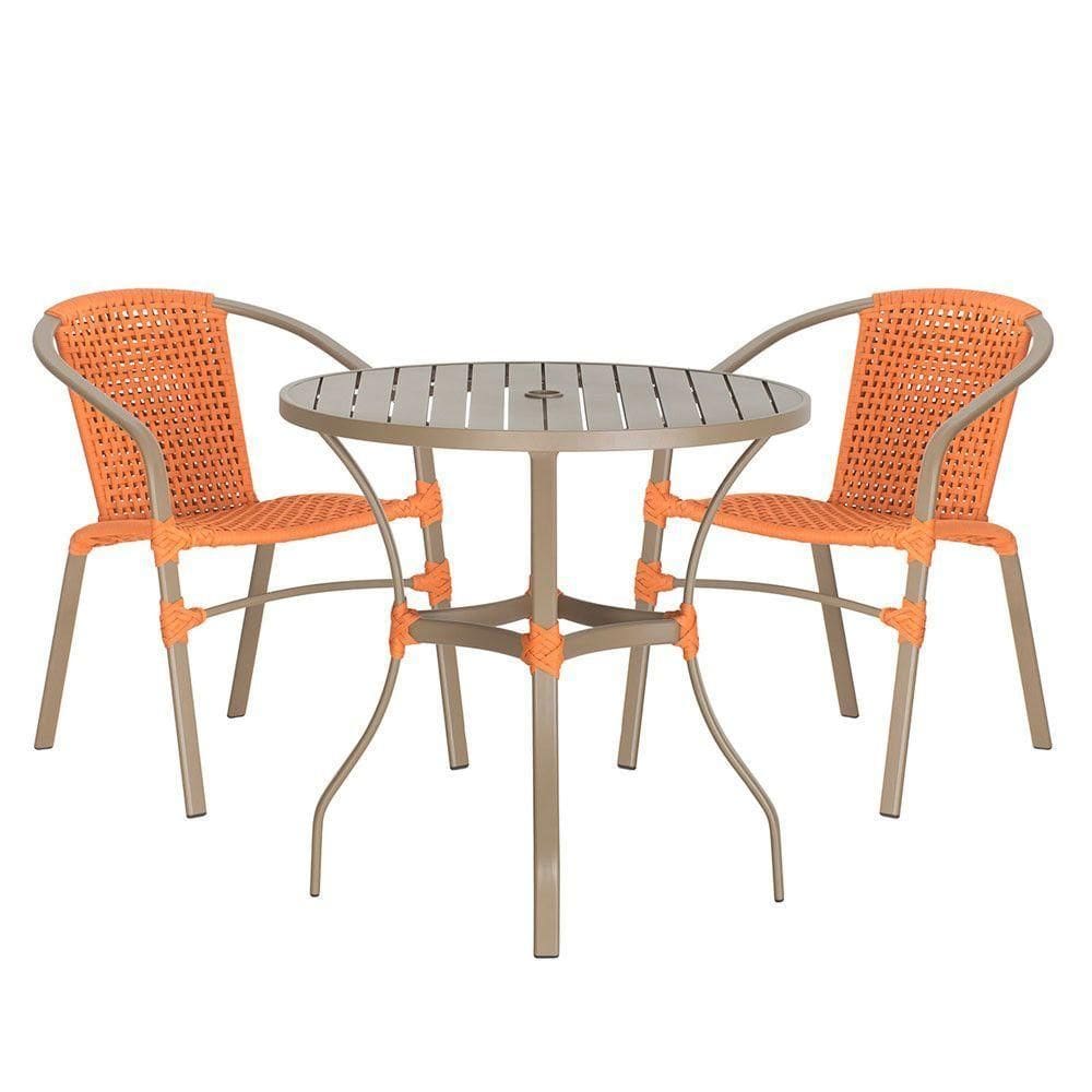 02 Cadeiras Floripa E Mesa Roma 100cm Fendi Trama Terra Cota