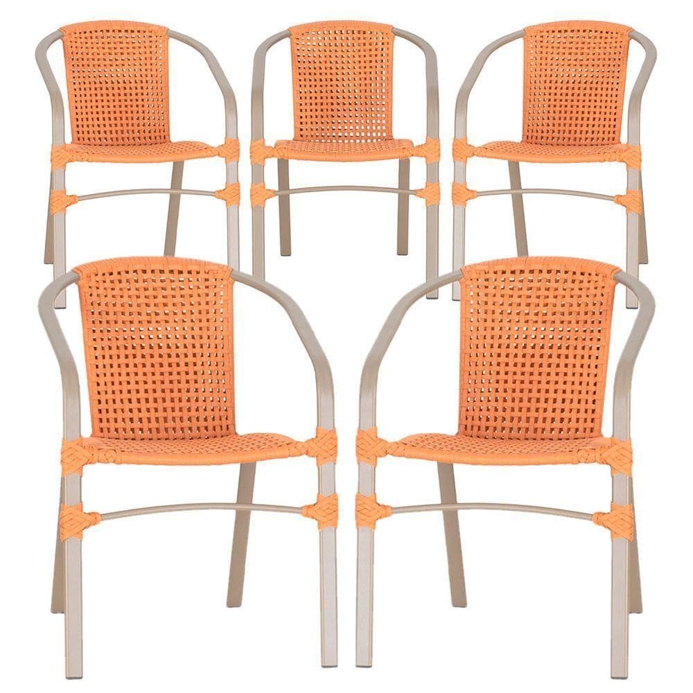 05 Cadeiras Floripa Aluminio Pintura Fendi Trama Terra Cota