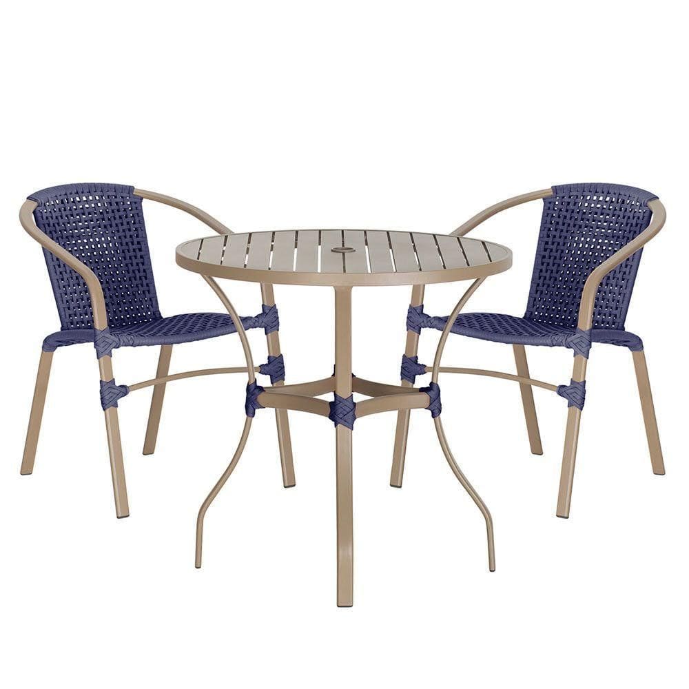 02 Cadeiras Floripa E Mesa Roma 100cm Fendi Trama Azul