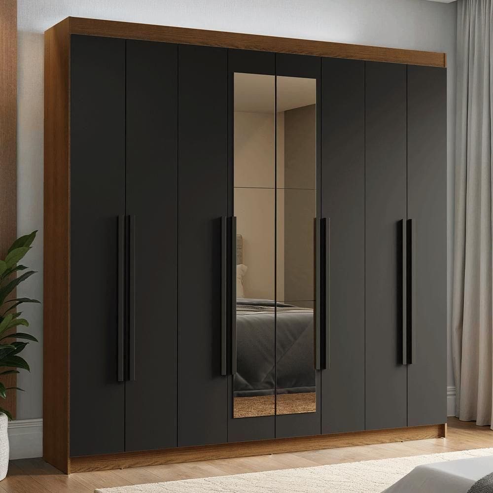 Guarda-roupa Casal 8Portas Batentes Com Espelho Madesa