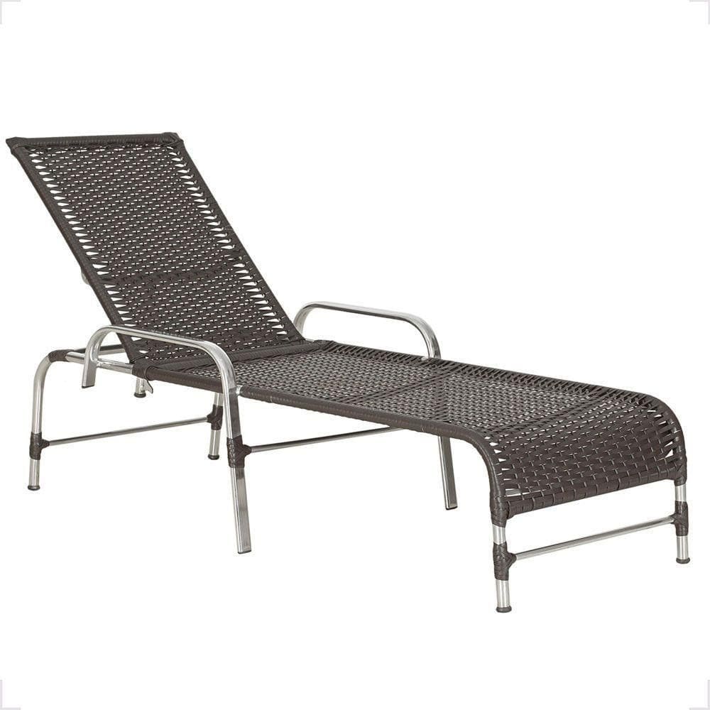 1 Espreguiçadeira Reclinável Catar Aluminio Polido e Fibra