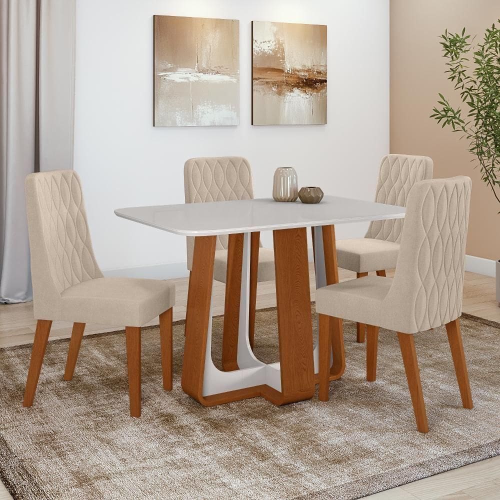 Conjunto Sala De Jantar Mesa Easy Pop 120x80 cm 4 Cadeiras