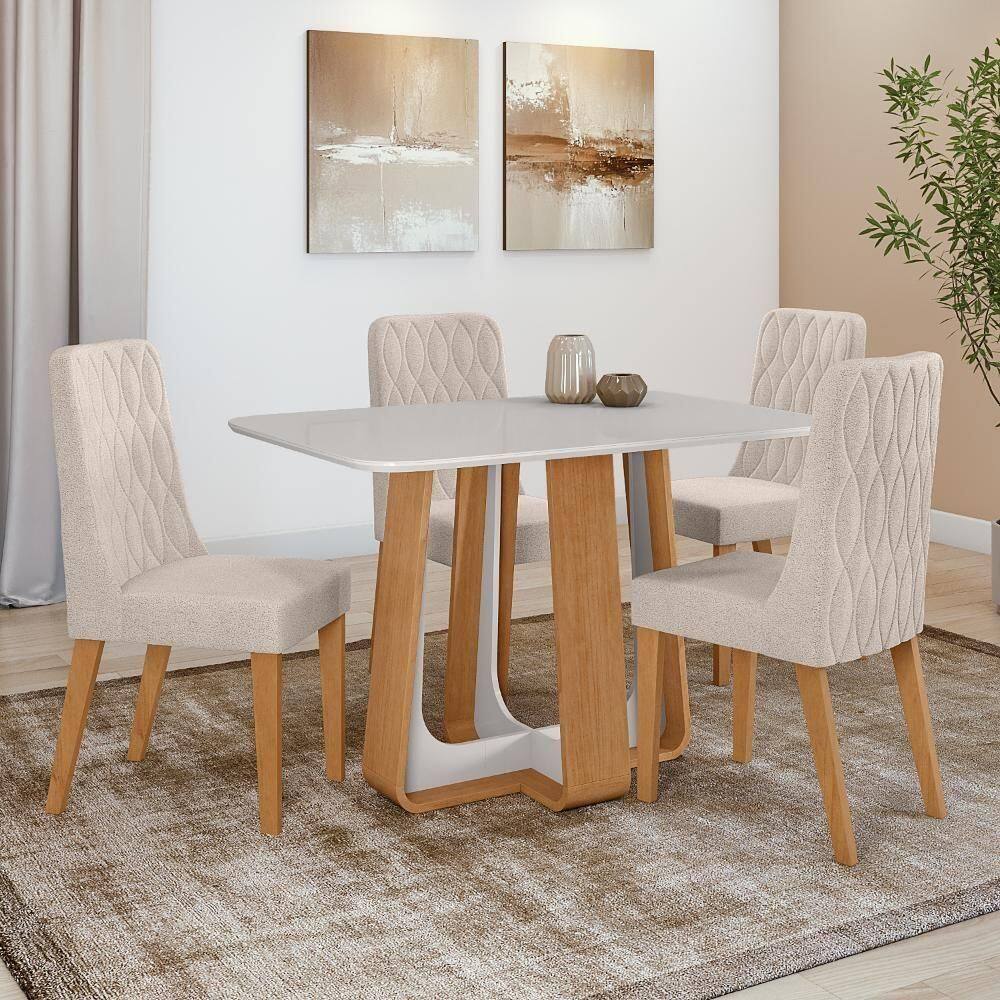 Conjunto Sala De Jantar Mesa Easy Pop 4Cadeiras Seat Boucle