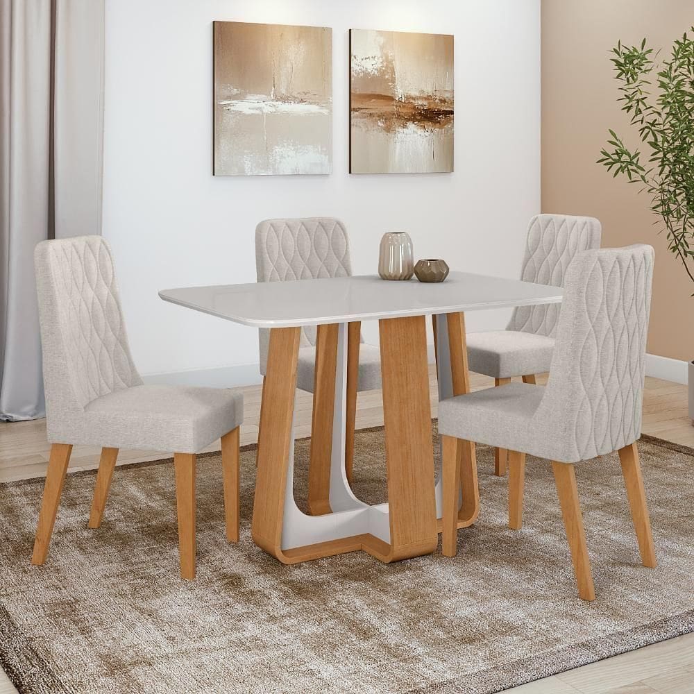 Conjunto Sala De Jantar Mesa Easy Pop 120x80 cm 4 Cadeiras.