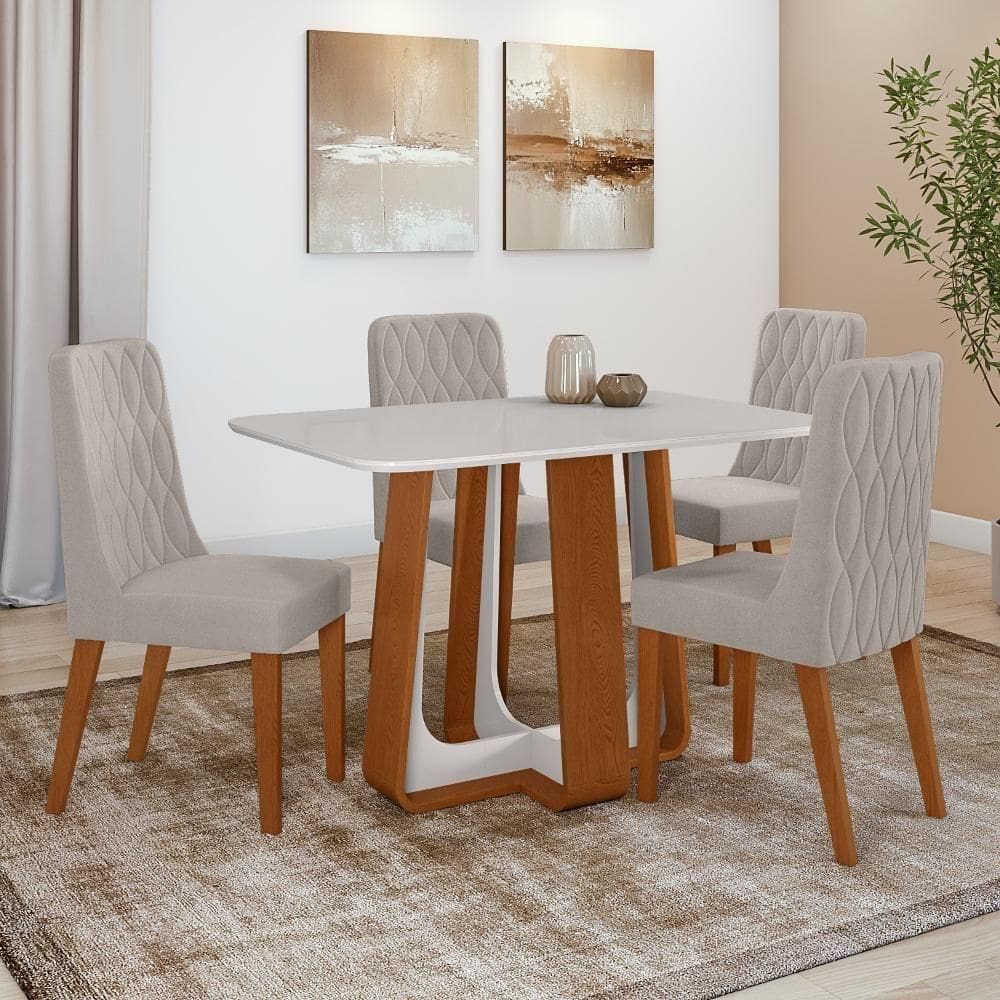 Conjunto Sala De Jantar Mesa Easy Pop Com 4 Cadeiras Seat