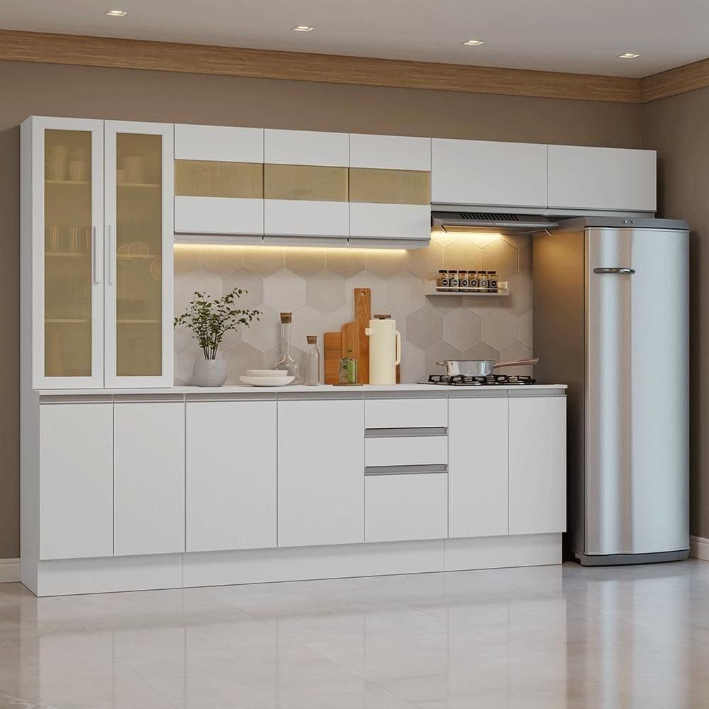 Armário De Cozinha Completa 100% Mdf 300 Cm Smart Madesa