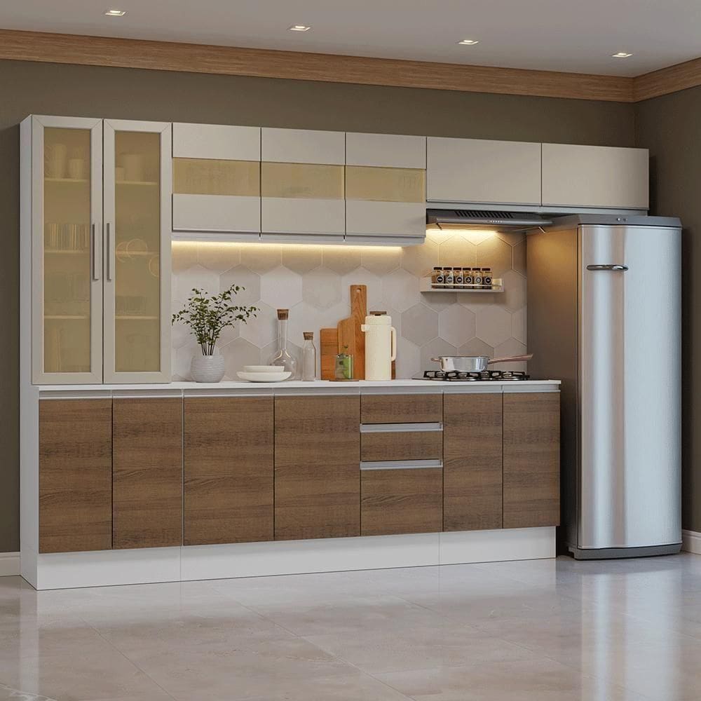 Armário De Cozinha Completa 100% Mdf 300Cm Smart Madesa