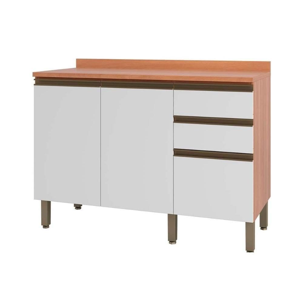 Gabinete De Cozinha Modulado Balcão Macadâmia 120cm -Telasul