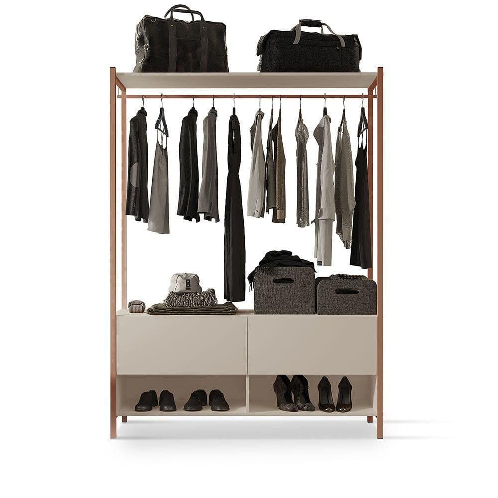 Closet Estilo Industrial Dallas 2 Gavetas Klm Móveis Bronze Com Off White