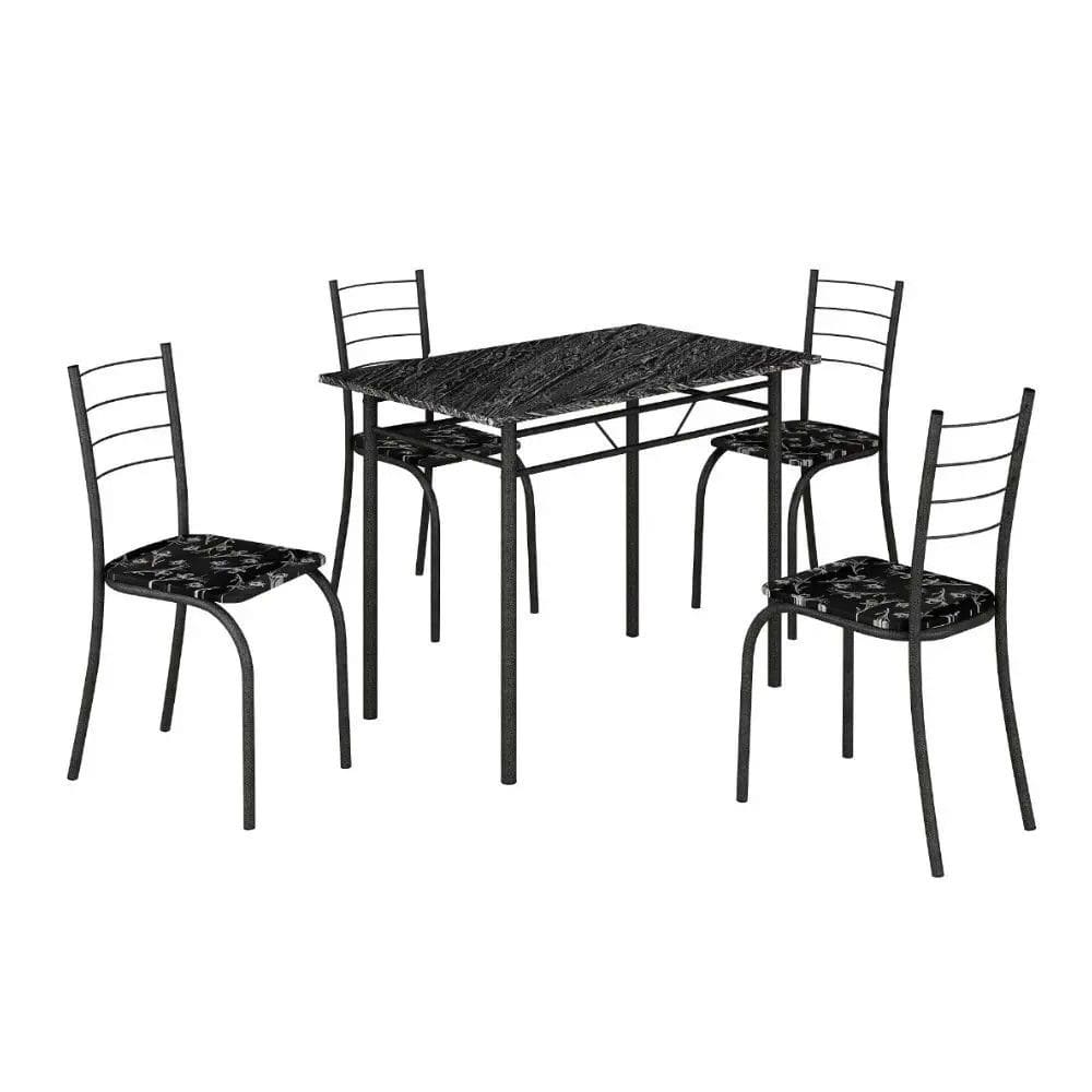 Conjunto de Mesa Com 4 Cadeiras Rio Base Realeza Tampo em MDP Martelado - Teixeira Móveis