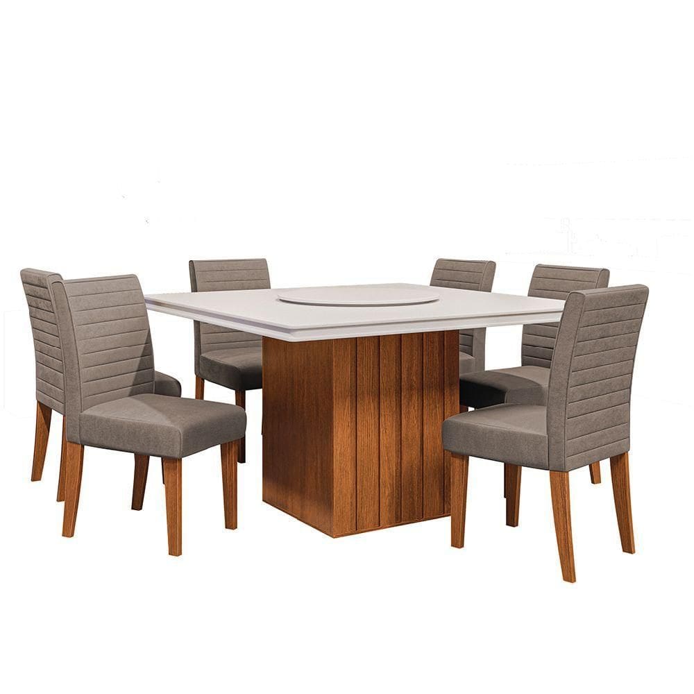 Conjunto Sala De Jantar Amsterdã New Mesa 6 Cadeiras Creta
