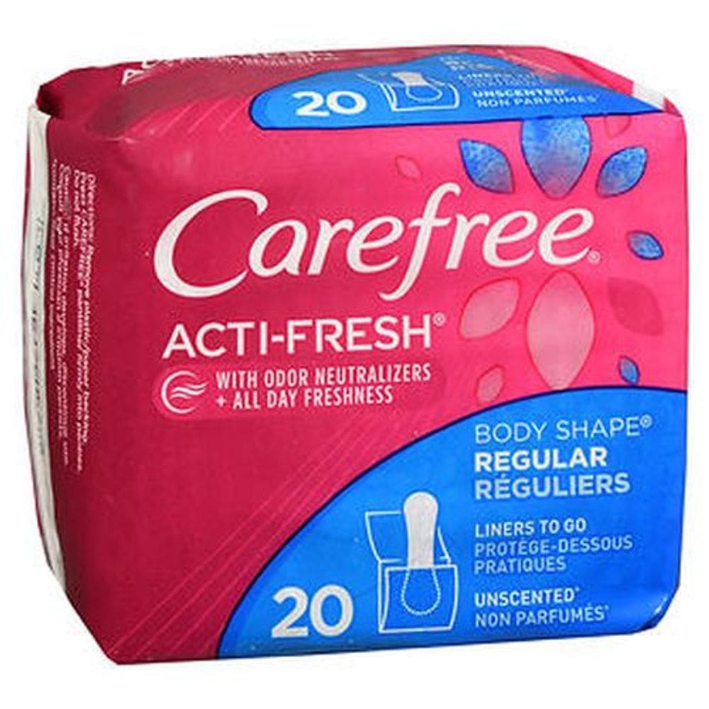 Carefree Acti-Fresh Body Shape Pantiliners regulares sem perfume 20 cada da Carefree (pacote com 4)