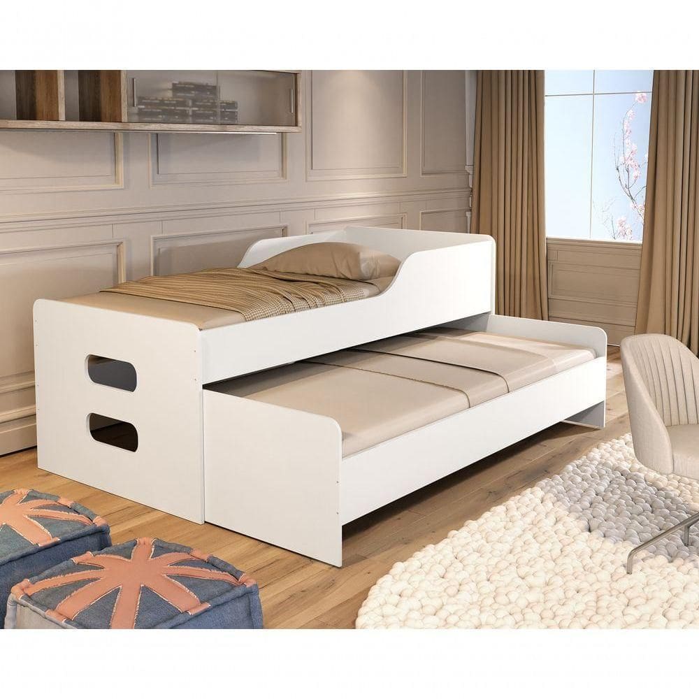 Cama Bicama Reforçada Solteiro Com Rodízios – Modelo Elis Mdf Alta Qualidade